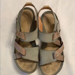 Clarks Gray Sandals with Adjustable Velcro Straps size 8.5